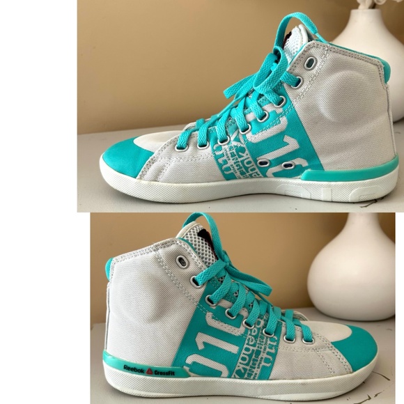 Reebok CrossFit Lite TR 010 HighTop Weight Training Shoes White/Turq Size 8 - Picture 14 of 17